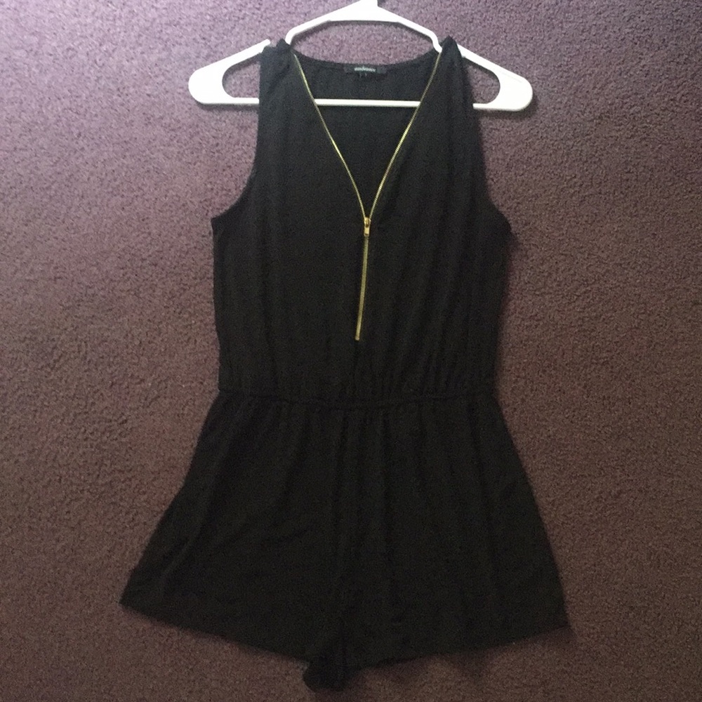 Black romper w/ gold zipper